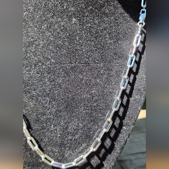 Sterling Silver Paperclip Link Necklace Sz22" Unisex - Picture 3 of 6